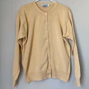 VTG Holt Renfrew 100% Cotton Cardigan Butter Yellow Sz M